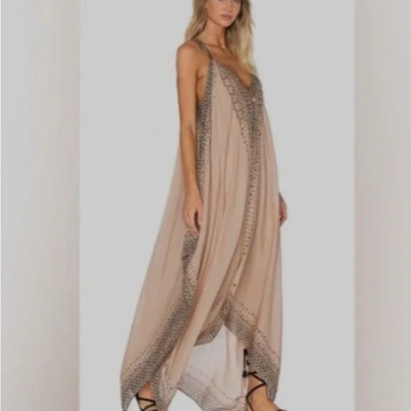 Free People Maxi Dress S Oversize Boho Merida Printed pale pink Beachy Bohemian - Picture 14 of 14